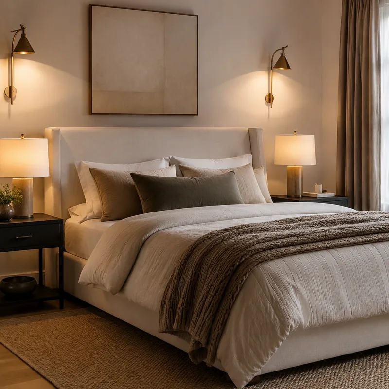 Bedroom table lamps and soft warm light