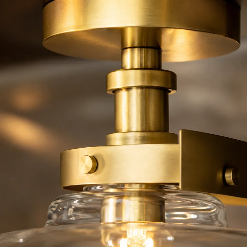 Brushed brass lighting hardware close-up