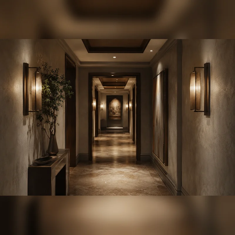 Wall lamps in a refined corridor