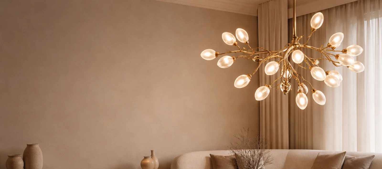 Complete pendant chandelier in a refined loungeslider_item_1