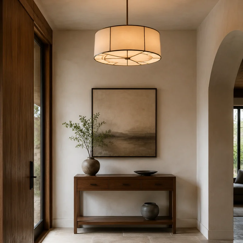 Ceiling lamp shown at room scale above an entry console