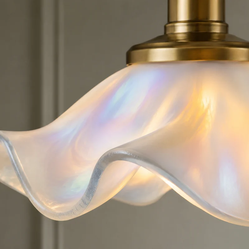 Opal glass shade glowing softly