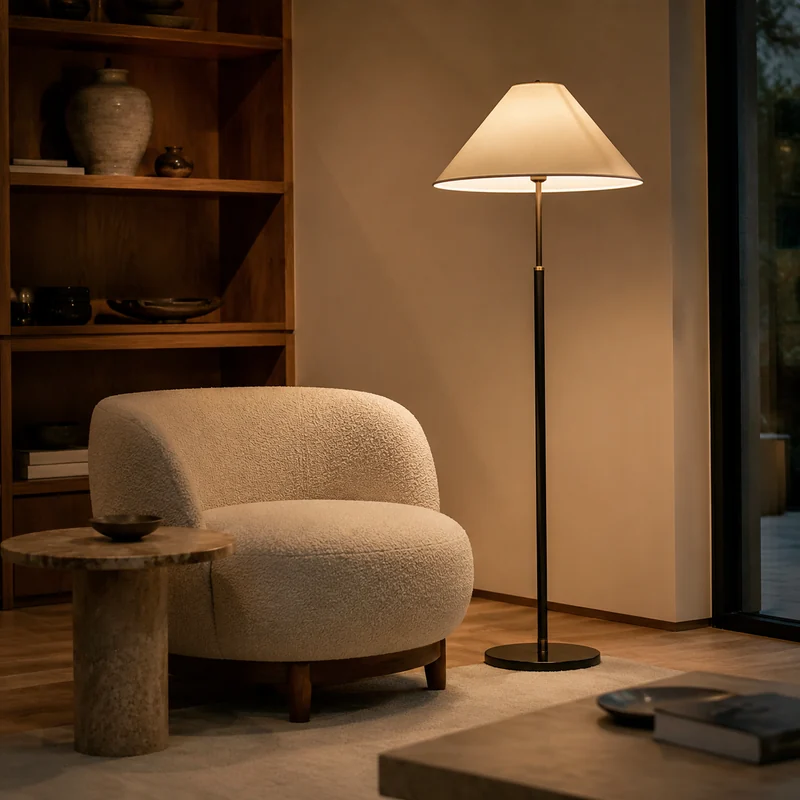 Premium floor lamp in a quiet reading corner