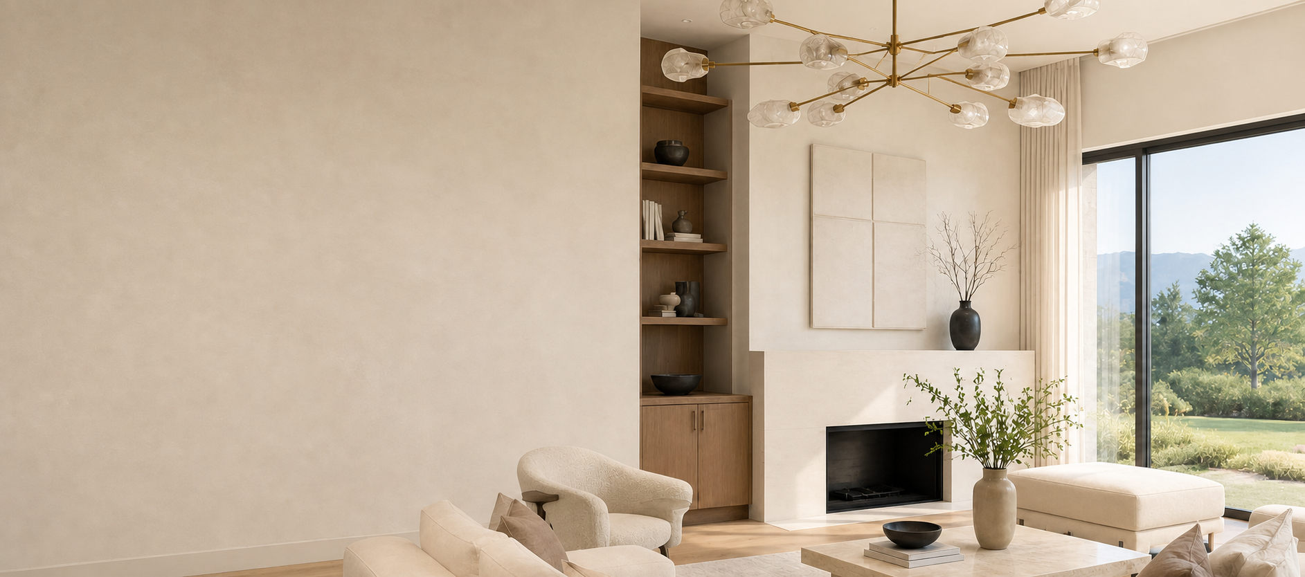 Calm contemporary living room in clear natural daylight