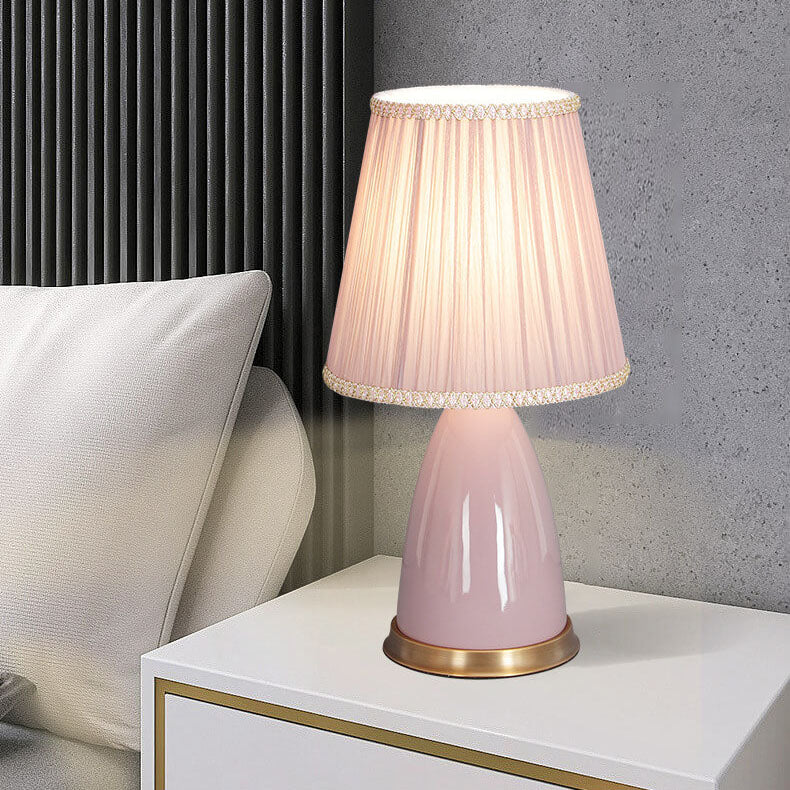 Messing Tischlampe Mit Touch-Dimmer – 36 Cm Hoch, LED, Inkl. Plissee-Schirm (antique Brass)