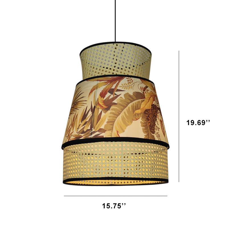 Rustic Short Light Columns Rustic Rattan Weaving Column 1-Light Pendant Light