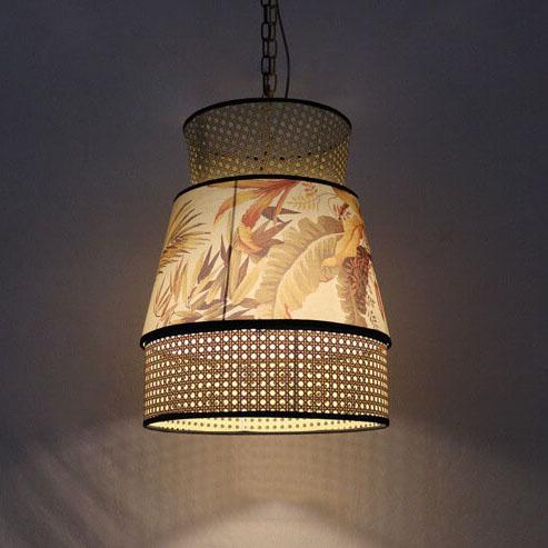 Rustic Short Light Columns Rustic Rattan Weaving Column 1-Light Pendant Light
