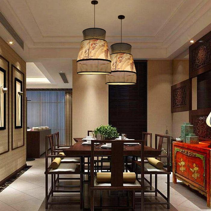 Rustic Short Light Columns Rustic Rattan Weaving Column 1-Light Pendant Light