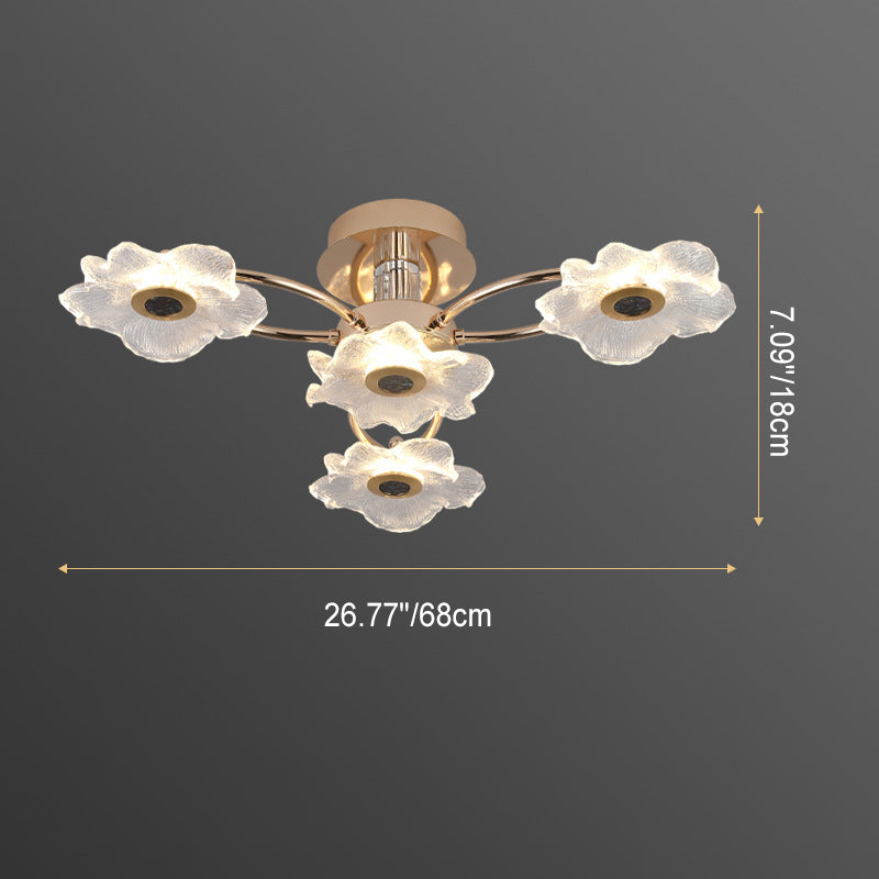 Contemporary Luxury Gold Finish Frame Enamel Bauhinia Glass Shade LED ...
