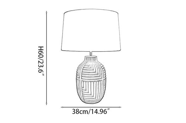 Retro rural woodcarving decorative fabric table lamp