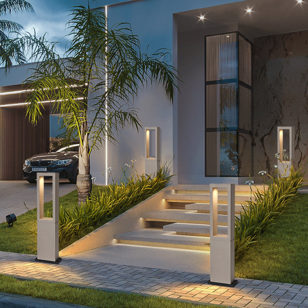 Pena Minimalistisch Außen-Pollerleuchte Grau, Metall & Aluminium, 25CM Lang - Lumpaz