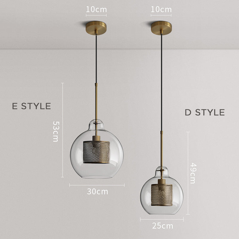 Nordische Industrielle Pendelleuchte aus Glas für Esszimmer, Gold - Lumpaz