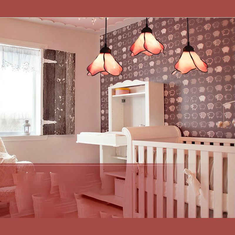 Félicie Pendelleuchte Blumenform aus Glas, 4 Farben, 1/3-flammig - Lumpaz