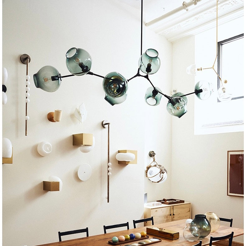 Valentina Nordische Kunst Molekulare Pendelleuchte, Gradient GRÜNES GLAS - Lumpaz