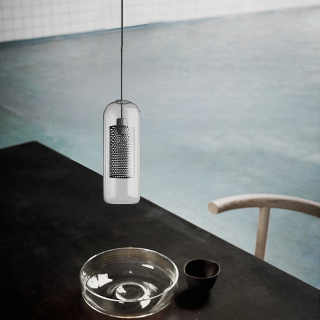 Nordische Industrielle Pendelleuchte aus Glas für Esszimmer, Gold - Lumpaz