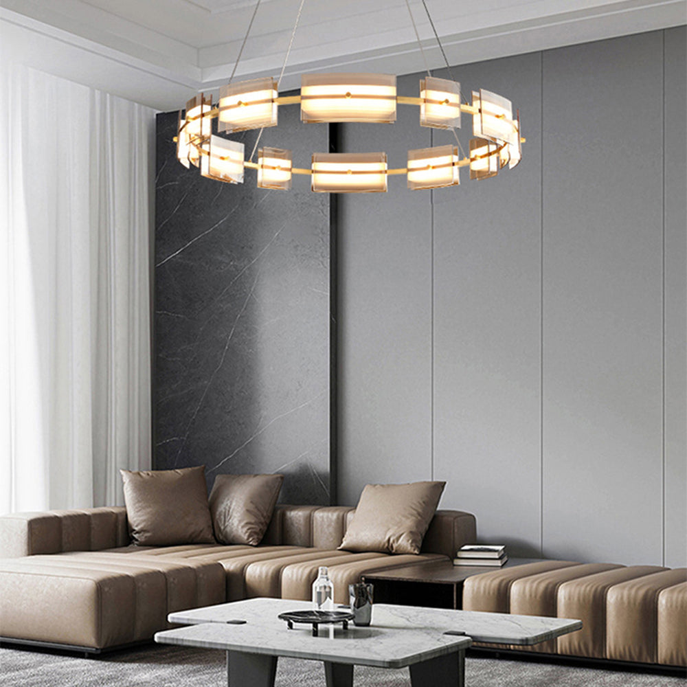 Evette Pendelleuchte 2 Farbe Fernsteuerung 1/2 Ring Kupfer& Glas, 9/12/15 -flammig - Lumpaz