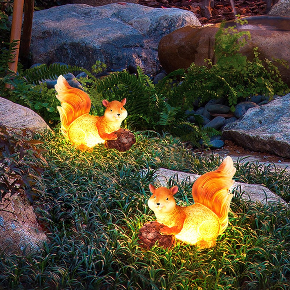 Fateh Außenstehleuchte Eichhörnchen, Solar, 2 Stile, Höhe 44/48CM - Lumpaz