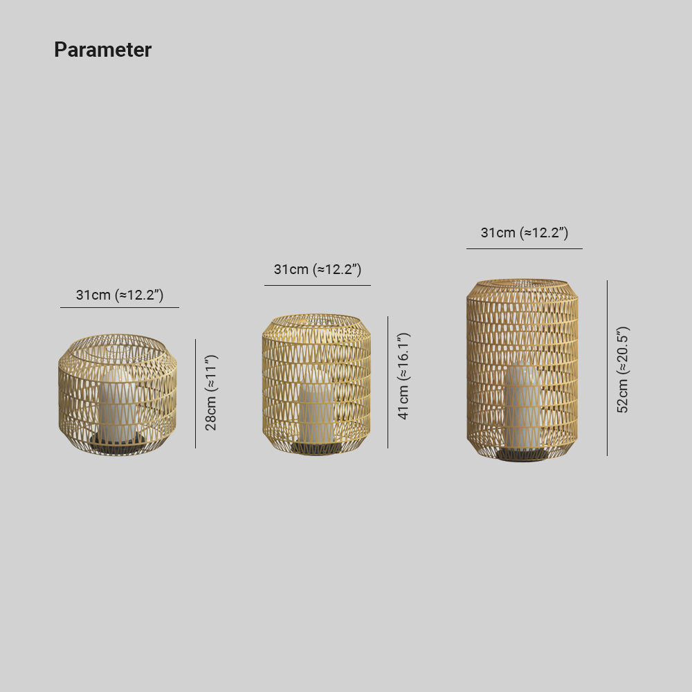 Ritta Außenstehleuchte Bauernhof, Metall & Rattan, ∅28/41/52CM - Lumpaz