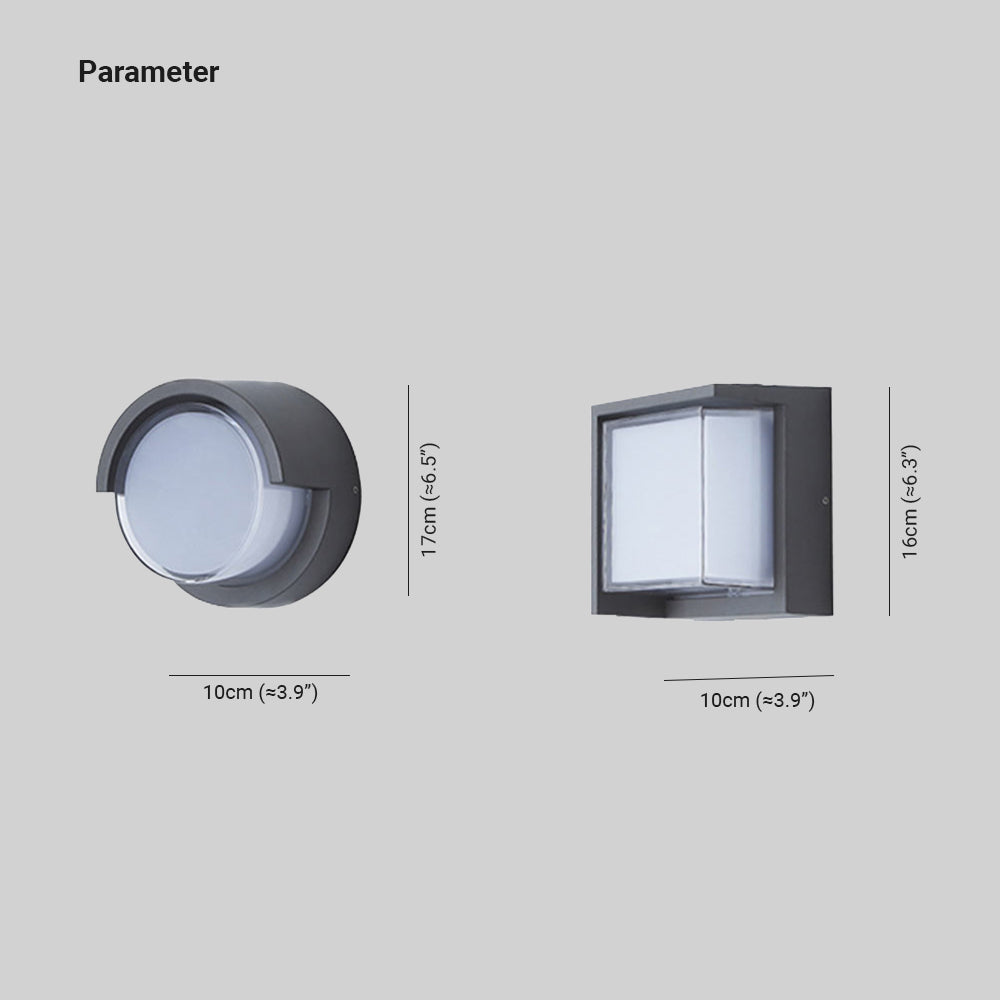 Orr Außenwandleuchte Rund, Schwarz, 2 Stile, 16/17CM Lang - Lumpaz