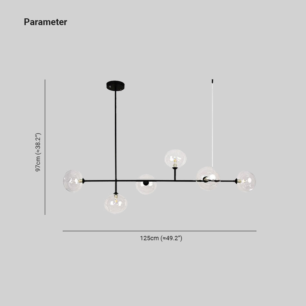 Valentina Pendelleuchte aus Klarglas, 6-flammig, 125CM Lang - Lumpaz