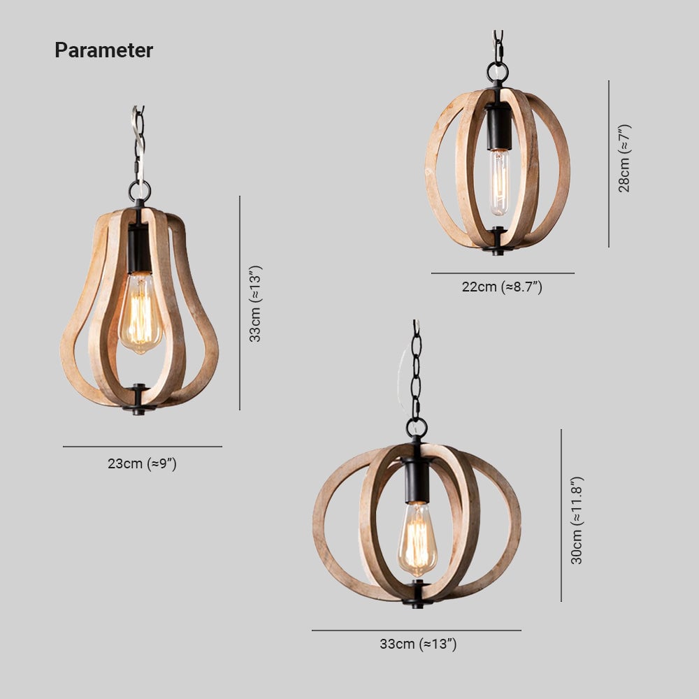 Alessio Kugel/Kürbis Pendelleuchte aus Holz, ∅22/23/33CM - Lumpaz