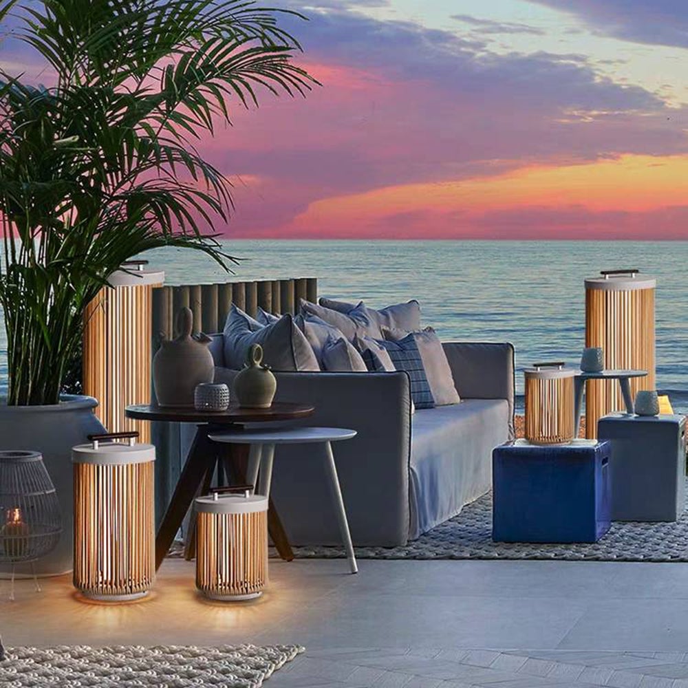 Ritta Außenstehleuchte Zeitgenössisch, Solar, Metall & Rattan, 35/60/100 CM - Lumpaz