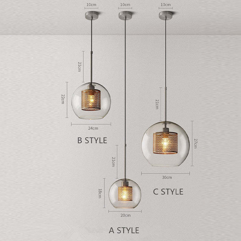 Nordische Industrielle Pendelleuchte aus Glas für Esszimmer, Gold - Lumpaz
