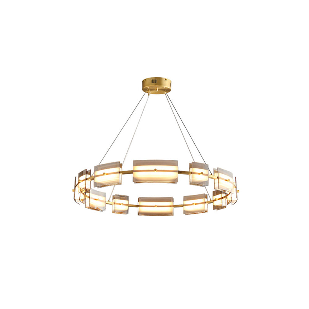 Evette Pendelleuchte 2 Farbe Fernsteuerung 1/2 Ring Kupfer& Glas, 9/12/15 -flammig - Lumpaz