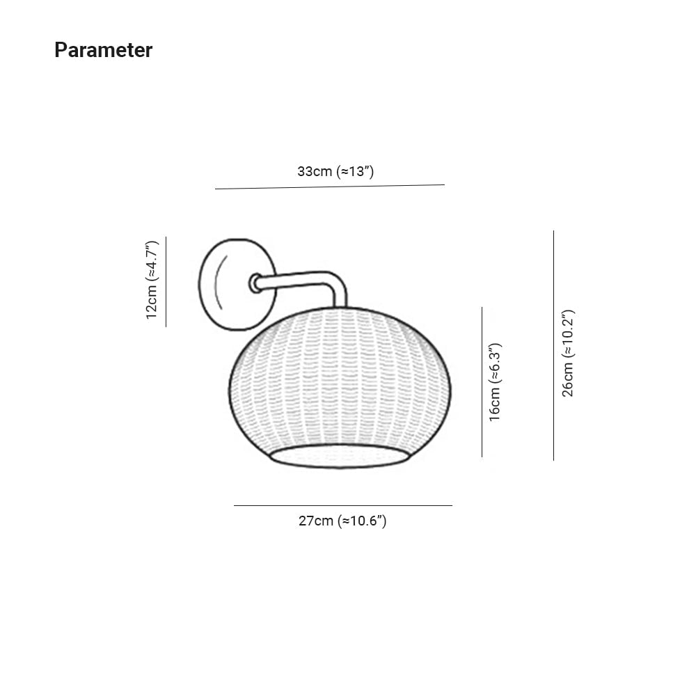 Ritta Außenwandleuchte Bauernhof, Metall & Rattan, 33CM Lang - Lumpaz