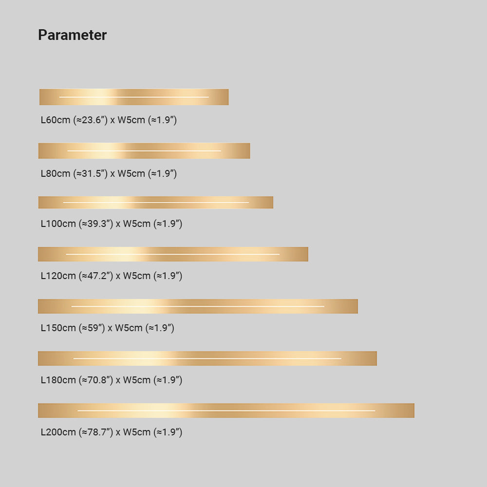 Edge Innenwandleuchte, Schwarz & Gold, 60/80/100/120/150/180/200CM Lang - Lumpaz