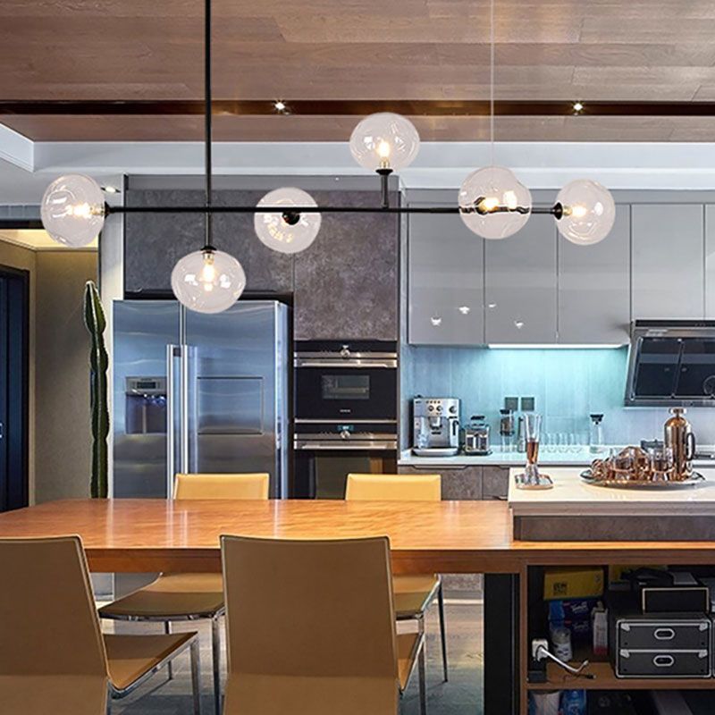 Valentina Pendelleuchte aus Klarglas, 6-flammig, 125CM Lang - Lumpaz