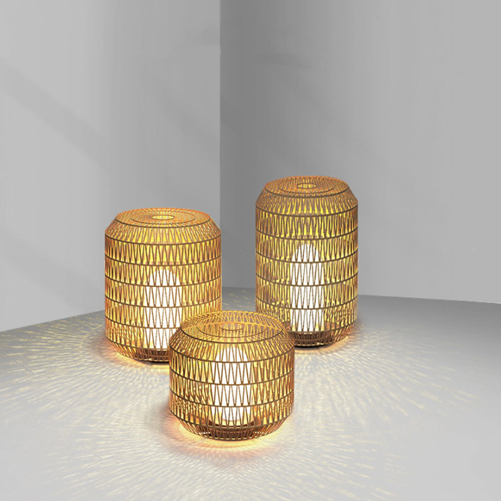 Ritta Außenstehleuchte Bauernhof, Metall & Rattan, ∅28/41/52CM - Lumpaz