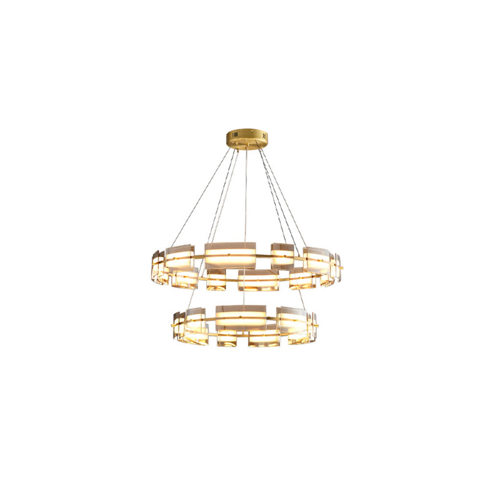 Evette Pendelleuchte 2 Farbe Fernsteuerung 1/2 Ring Kupfer& Glas, 9/12/15 -flammig - Lumpaz