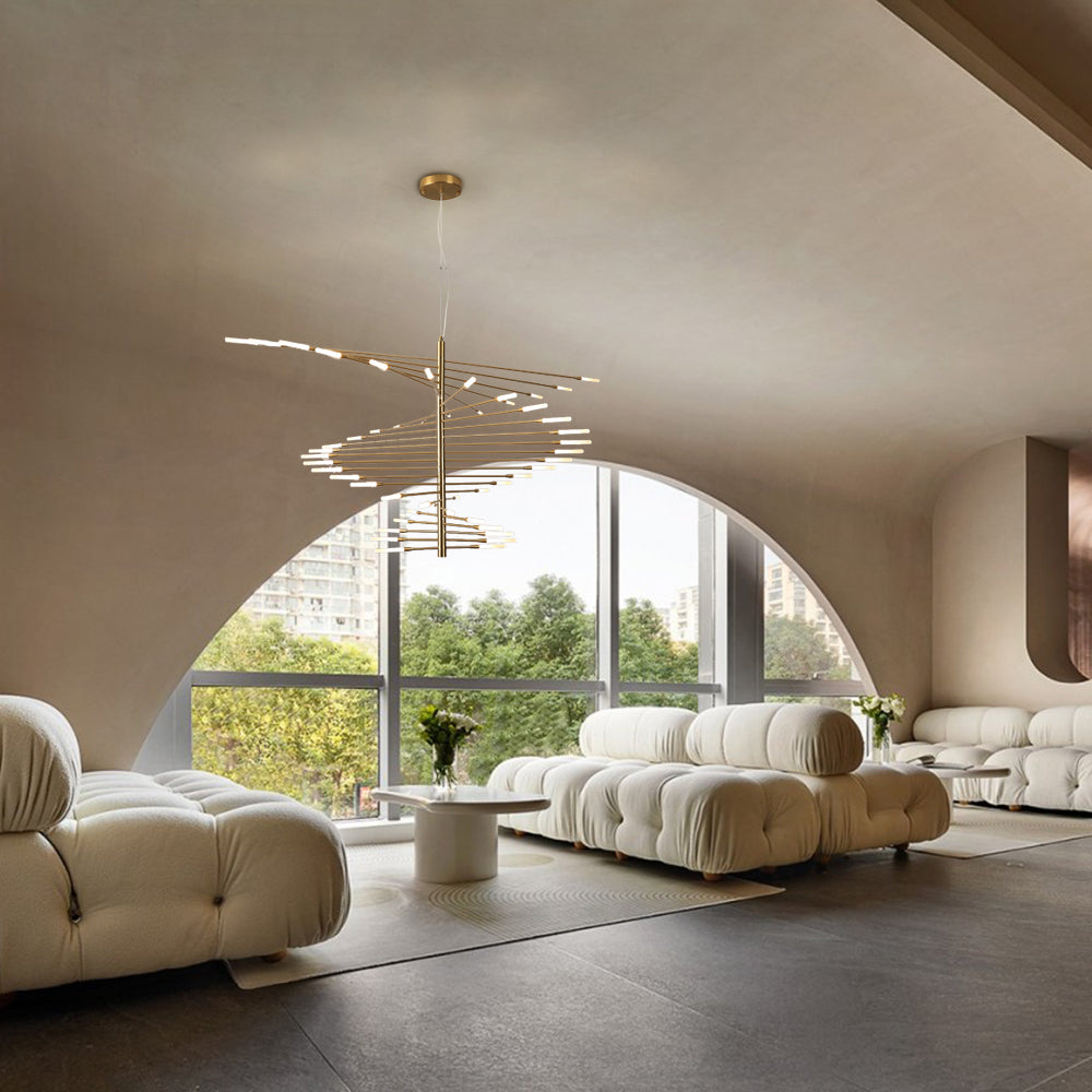 Lowry Modern Kronleuchter Rotierendes Feuerwerk, Schwarz/Gold, Wohnzimmer/Kunstgalerie - Lumpaz