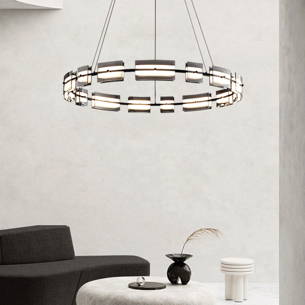 Evette Pendelleuchte 2 Farbe Fernsteuerung 1/2 Ring Kupfer& Glas, 9/12/15 -flammig - Lumpaz