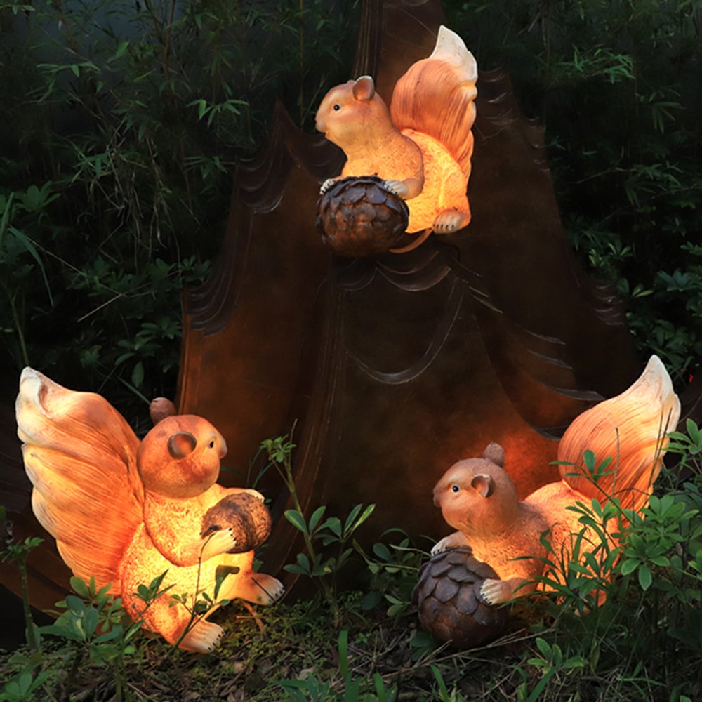 Fateh Außenstehleuchte Eichhörnchen, Solar, 2 Stile, Höhe 44/48CM - Lumpaz