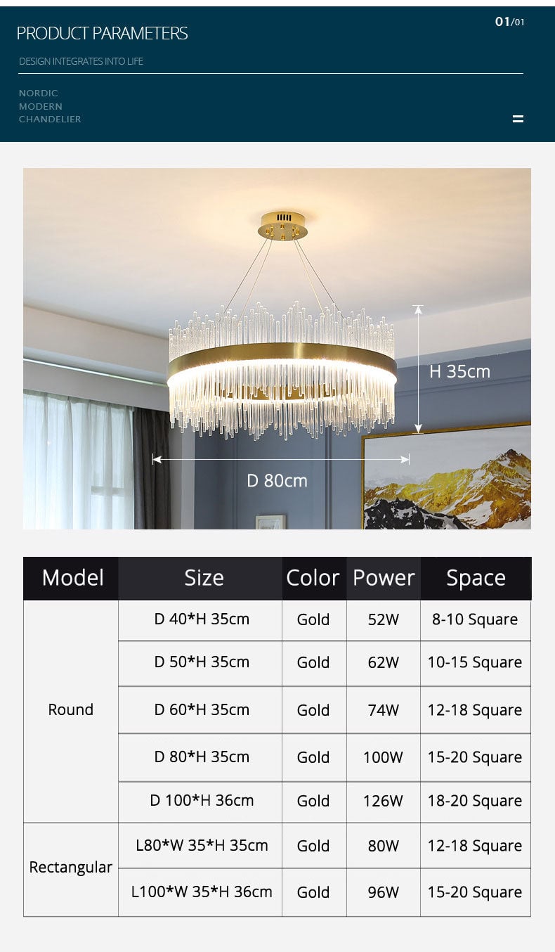 Marilyn Moderne Luxuriöse Kristall Kronleuchter, ∅50CM - Lumpaz