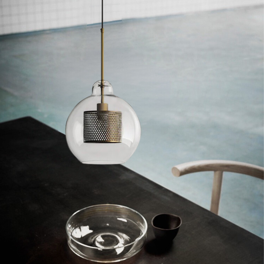 Nordische Industrielle Pendelleuchte aus Glas für Esszimmer, Gold - Lumpaz