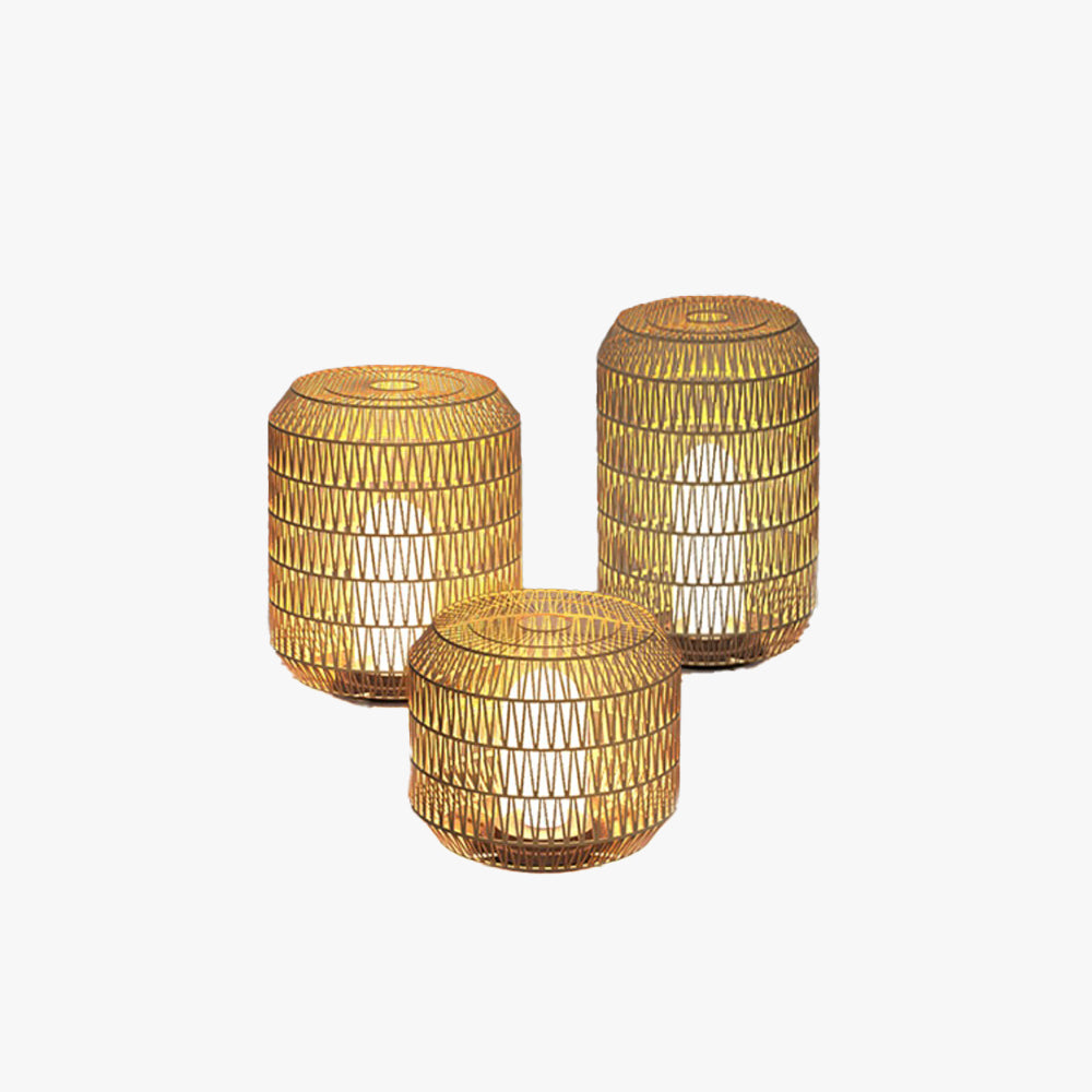 Ritta Außenstehleuchte Bauernhof, Metall & Rattan, ∅28/41/52CM - Lumpaz