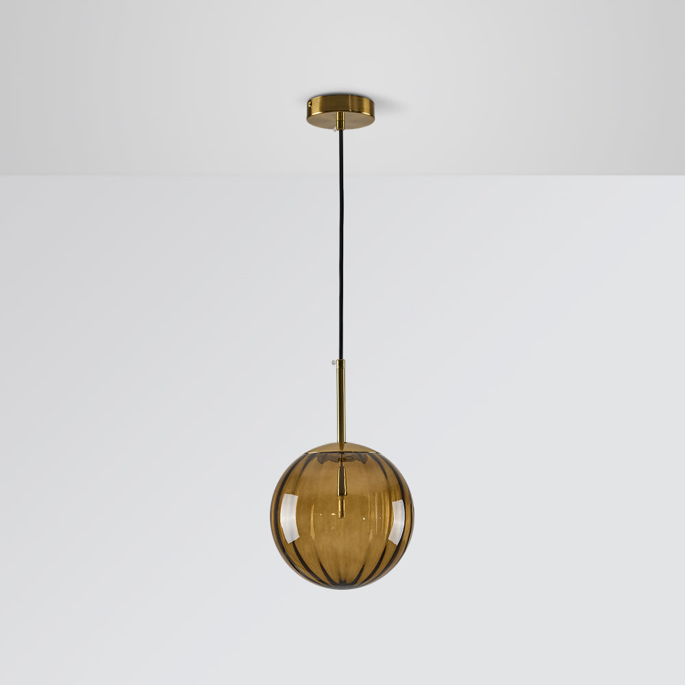 Hailie Pendelleuchte, Lampenschirm Kugel aus klarem Glas, Grau - Lumpaz