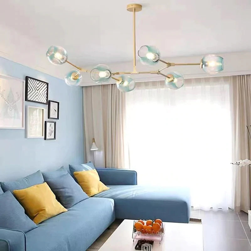 Valentina Nordische Kunst Molekulare Pendelleuchte, Gradient GRÜNES GLAS - Lumpaz