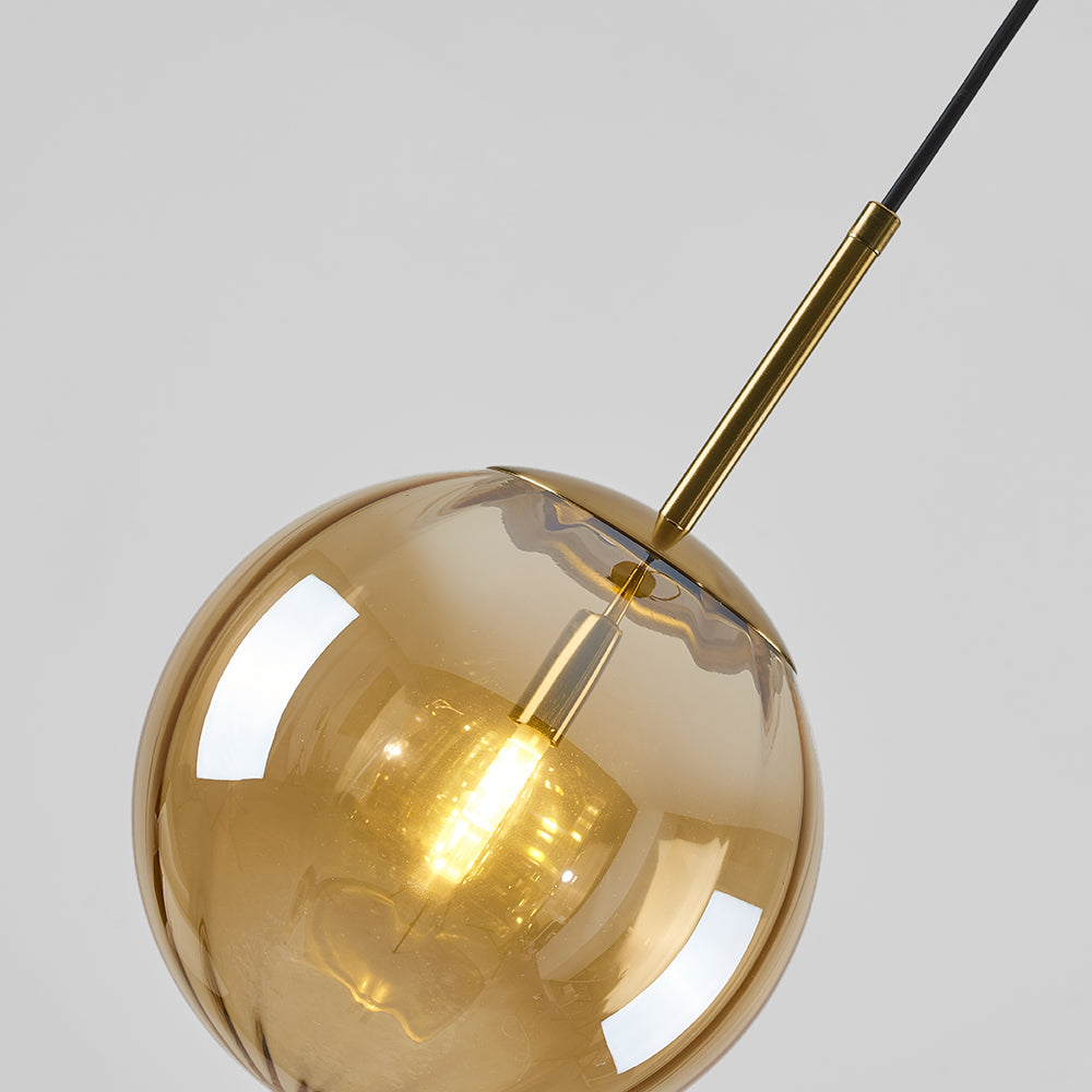 Hailie Pendelleuchte, Lampenschirm Kugel aus klarem Glas, Grau - Lumpaz