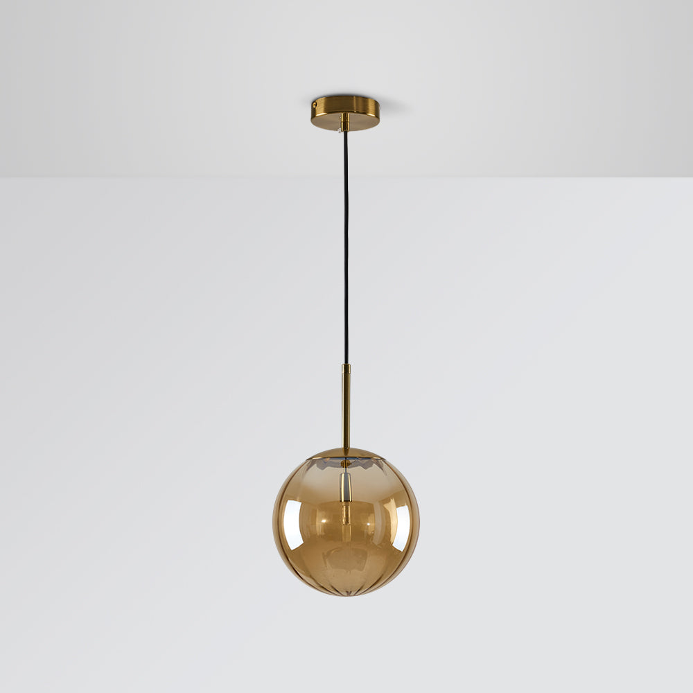 Hailie Pendelleuchte, Lampenschirm Kugel aus klarem Glas, Grau - Lumpaz