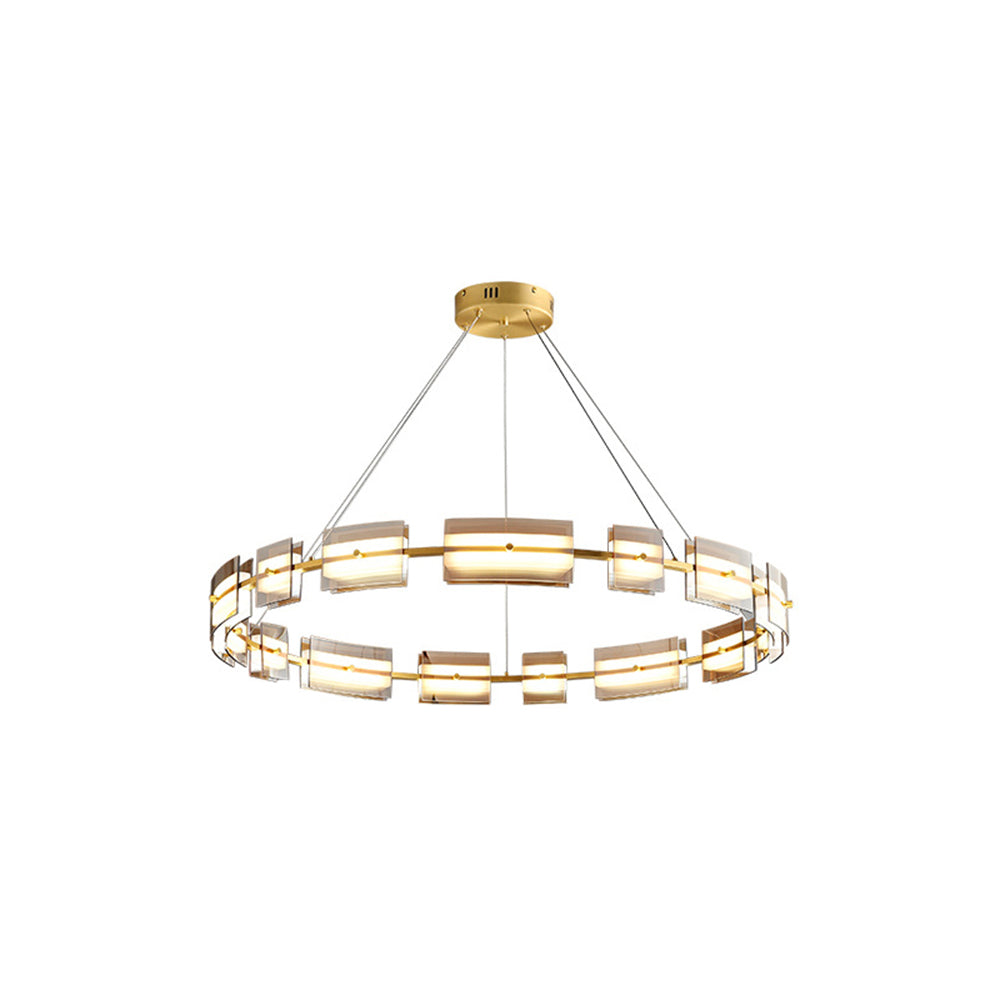 Evette Pendelleuchte 2 Farbe Fernsteuerung 1/2 Ring Kupfer& Glas, 9/12/15 -flammig - Lumpaz