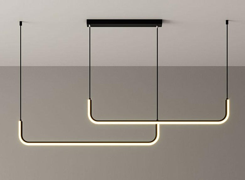 Edge Moderne Minimalistische LED Kronleuchter Pendelleuchte, Goldrahmen - Lumpaz