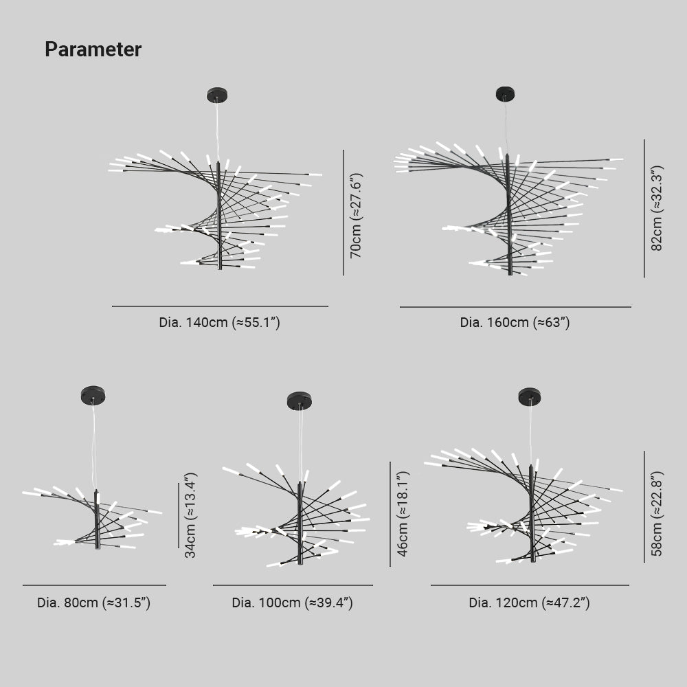 Lowry Modern Kronleuchter Rotierendes Feuerwerk, Schwarz/Gold, Wohnzimmer/Kunstgalerie - Lumpaz