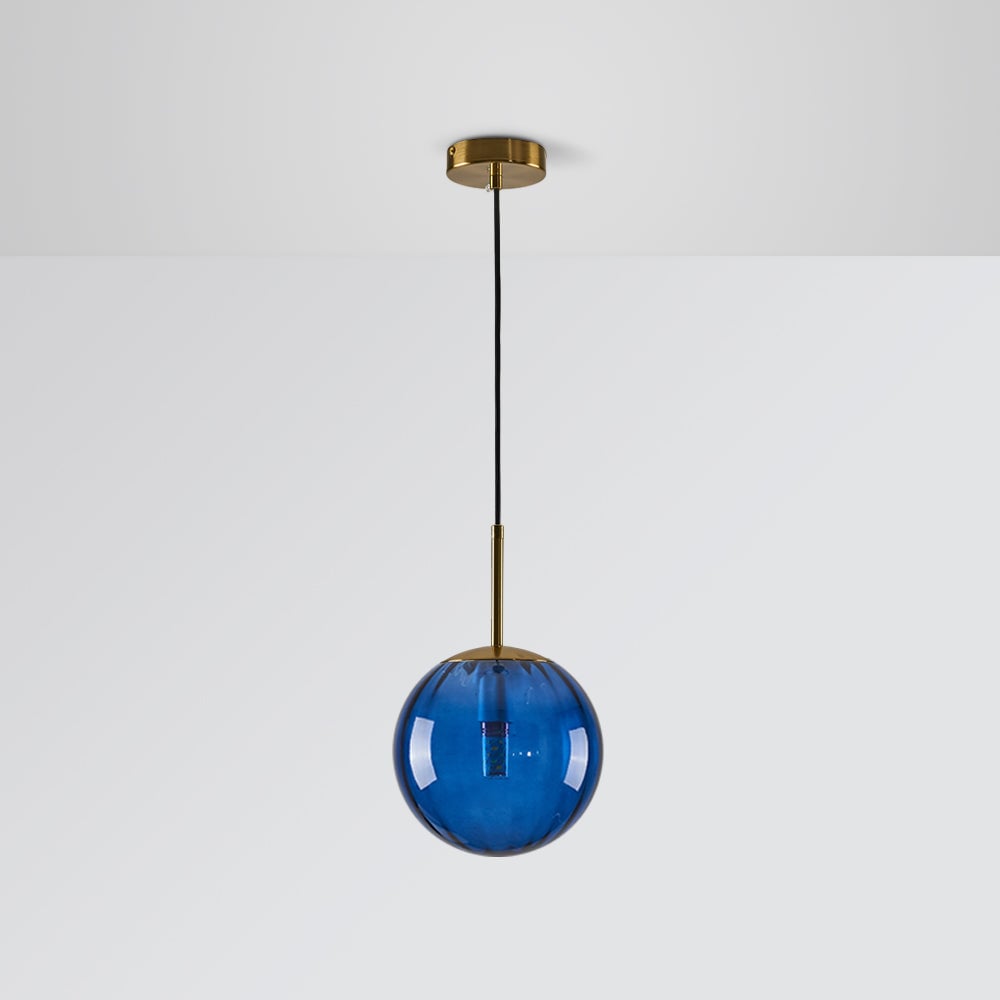 Hailie Pendelleuchte, Lampenschirm Kugel aus klarem Glas, Grau - Lumpaz