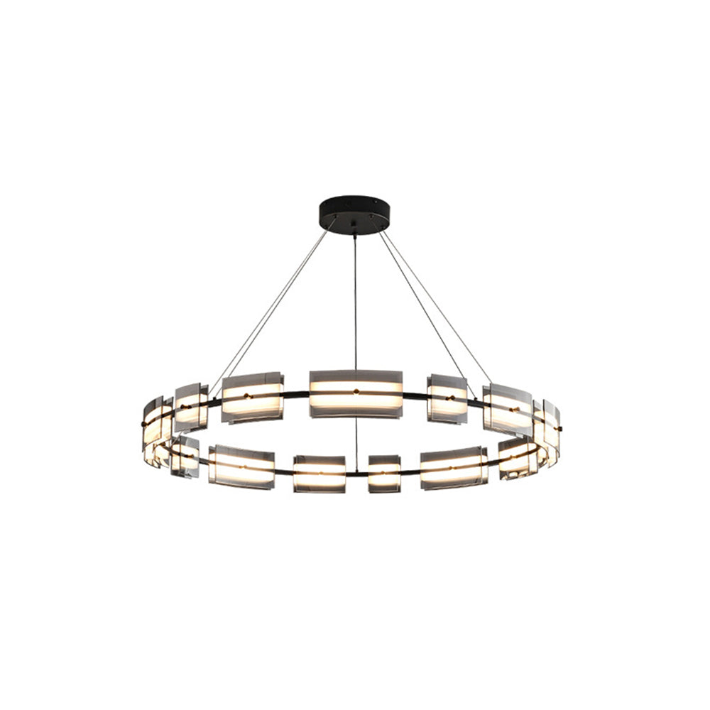 Evette Pendelleuchte 2 Farbe Fernsteuerung 1/2 Ring Kupfer& Glas, 9/12/15 -flammig - Lumpaz