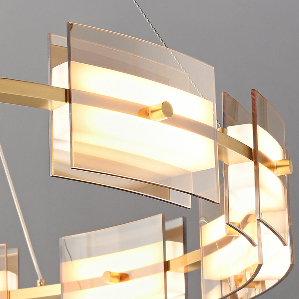 Evette Pendelleuchte 2 Farbe Fernsteuerung 1/2 Ring Kupfer& Glas, 9/12/15 -flammig - Lumpaz