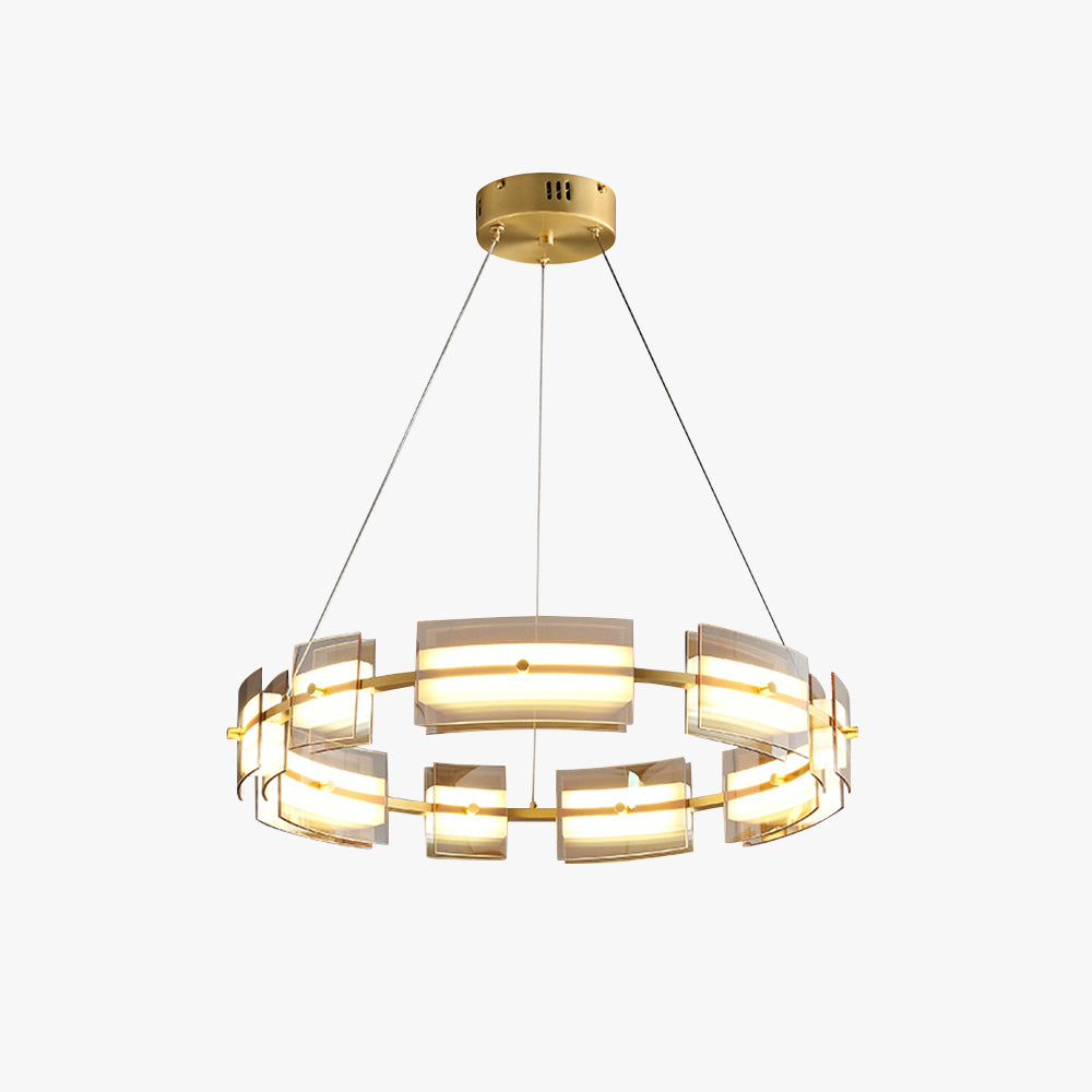 Evette Pendelleuchte 2 Farbe Fernsteuerung 1/2 Ring Kupfer& Glas, 9/12/15 -flammig - Lumpaz